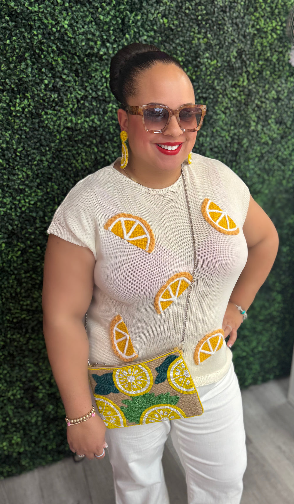 Orange Patch Knit Top