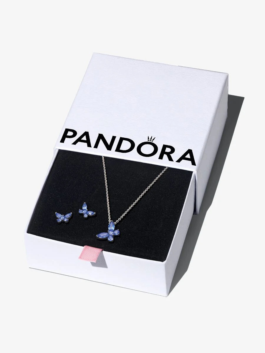 Pandora Sparkling Blue Butterfly Jewelry Gift Set