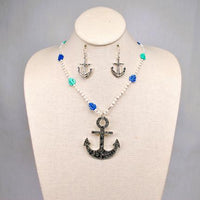Anchor Earrings & Necklace Set