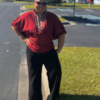 Wine Not V Neck Blouse