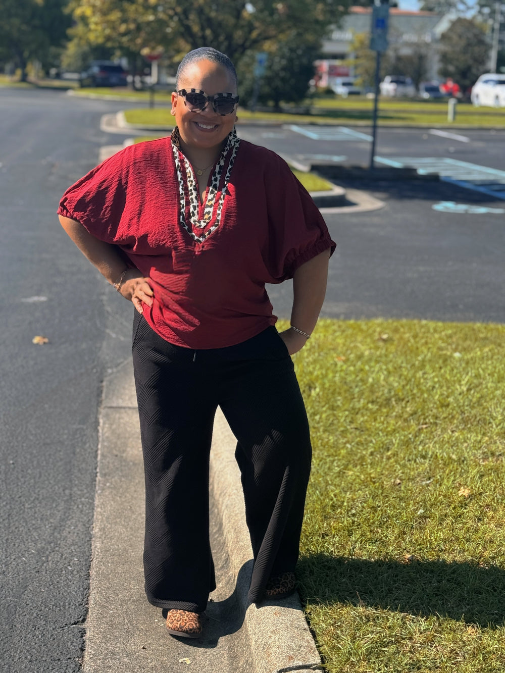 Wine Not V Neck Blouse