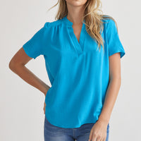 Ocean Blue V-Neck Top