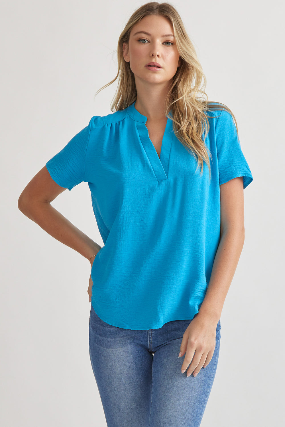 Ocean Blue V-Neck Top