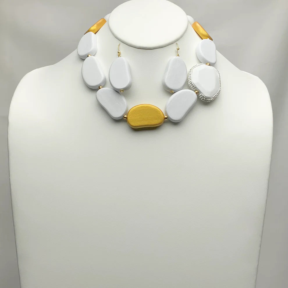 Chunky Wooden Earrings & Necklace Set ALL SALES FINAL