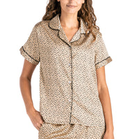 Hello Mello Ooh la Leopard Beauty Sleep Satin Pajama Top
