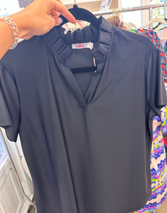 Pleated Collar Polo
