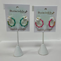 Enamel Open Hoop Earrings