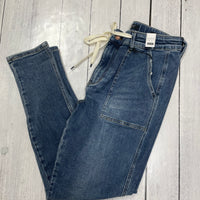 HW Elastic Drawstring & Cuffed Jogger - Medium Wash