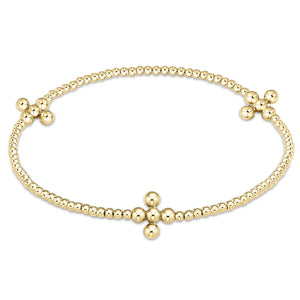 Enewton Signature Cross Gold Pattern 2mm Bead Bracelet - Classic Beaded Signature Cross Gold - 3mm Bead Gold