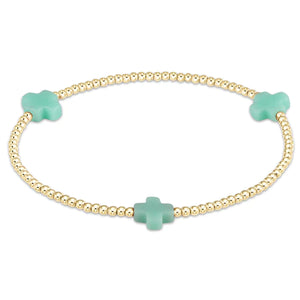 Enewton Signature Cross SMALL Gold Pattern 2mm Bead Bracelet - Mint