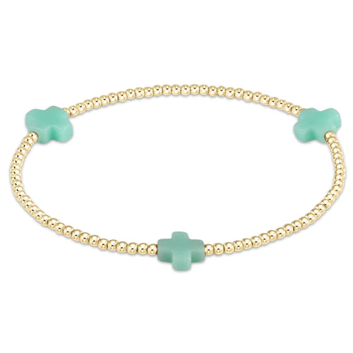 Enewton Signature Cross SMALL Gold Pattern 2mm Bead Bracelet - Mint