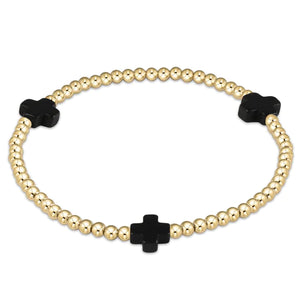 enewton Extends Signature Cross Gold Pattern 3mm Bracelet - Onyx