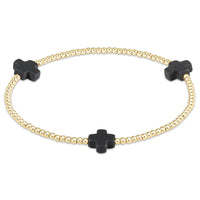 enewton Signature Cross Gold Pattern 2mm Bead Bracelet - Onxy