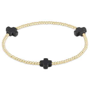 enewton Signature Cross Gold Pattern 2mm Bead Bracelet - Onxy