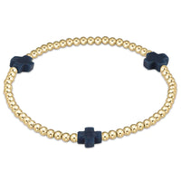 enewton Extends Signature Cross Gold Pattern 3mm Bracelet - Navy