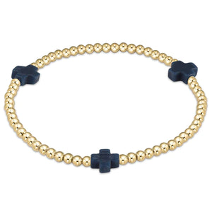 enewton Extends Signature Cross Gold Pattern 3mm Bracelet - Navy