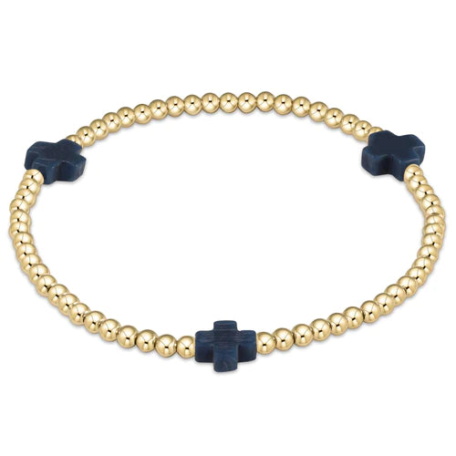 enewton Extends Signature Cross Gold Pattern 3mm Bracelet - Navy