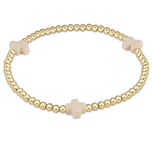 enewton Signature Cross Gold Pattern 3mm Bead Bracelet