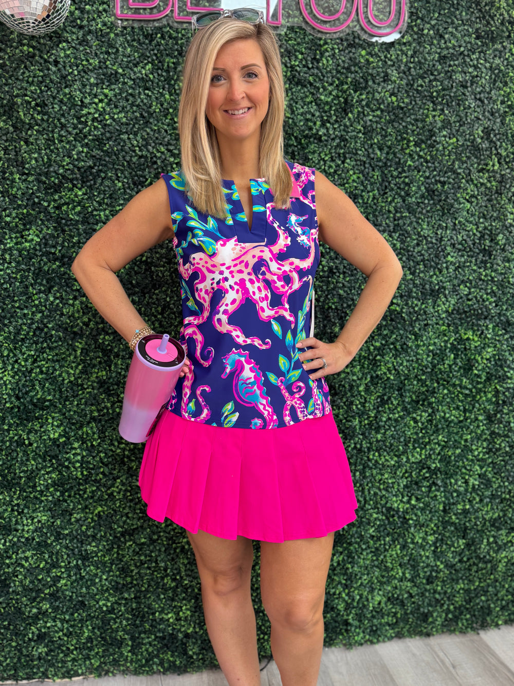 Gina Split Neck Top (Octopus)