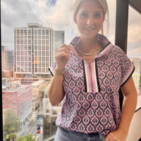 Lila Zip Short Sleeve Top