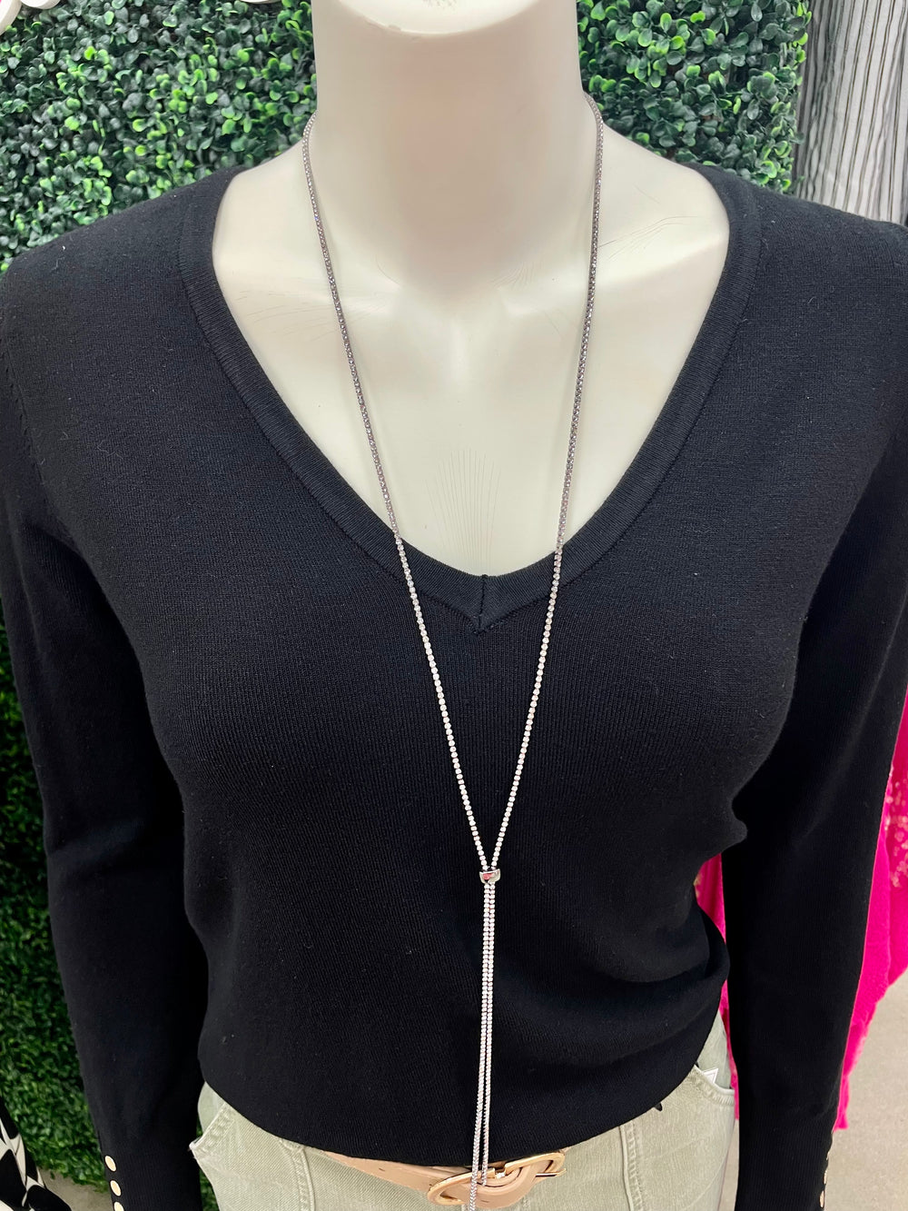 Rhinestone Drawstring Necklace