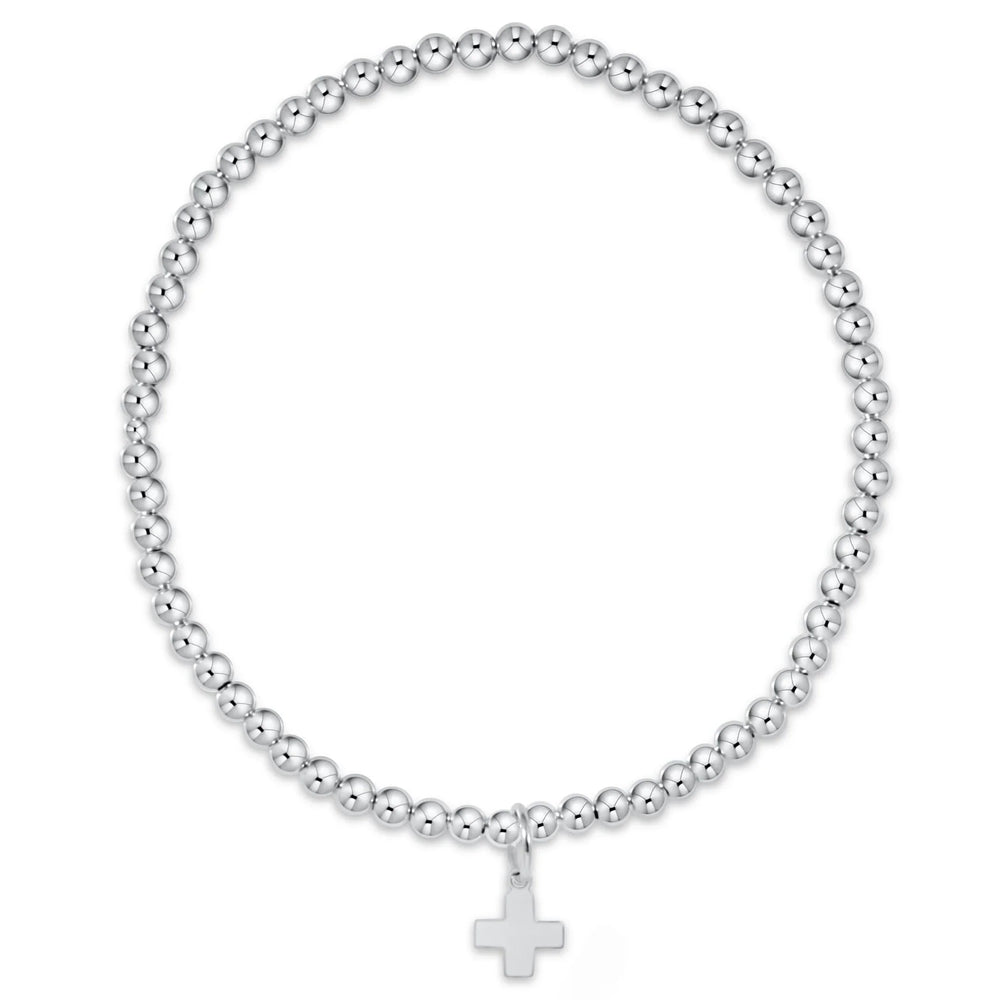 enewton Classic Sterling 3mm Bead Bracelet - Signature Cross Sterling Charm