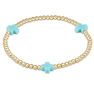 enewton Signature Cross Gold Pattern 3mm Bead Bracelet