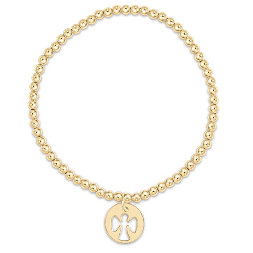 enewton Classic Gold 3mm Bead Bracelet - Guardian Angel Gold Disc