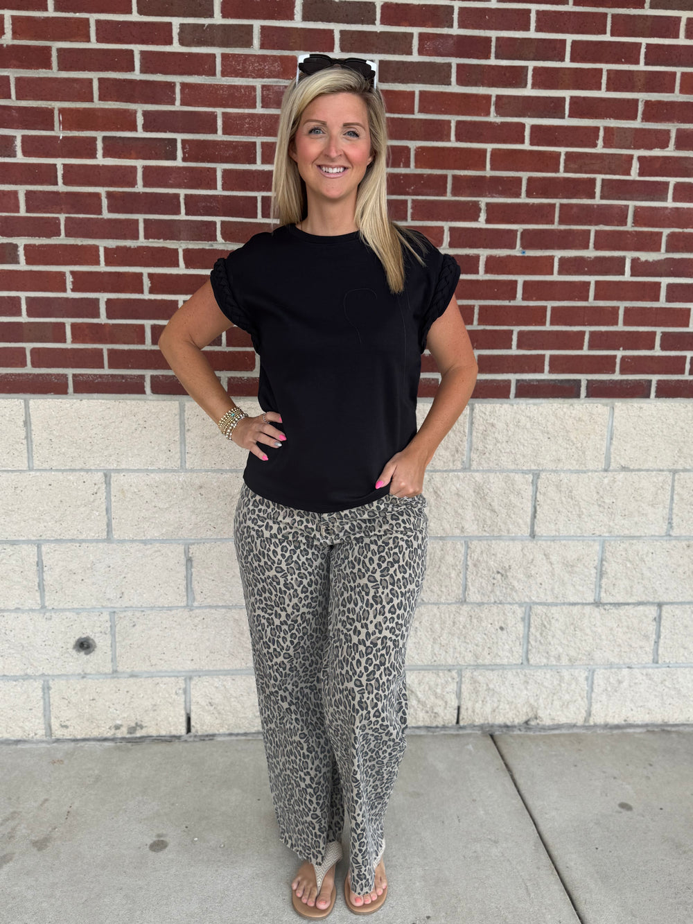 Braid Cuff Short Sleeve Top