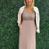 Mocha Smocked Maxi Dress
