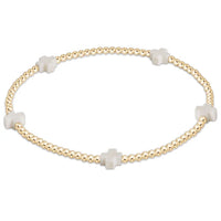 Enewton Signature Cross SMALL Gold Pattern 2mm Bead Bracelet - Off White