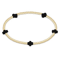 Enewton Signature Cross SMALL Gold Pattern 2mm Bead Bracelet - Onyx