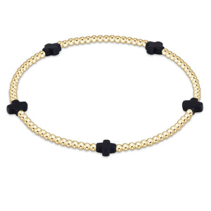 Enewton Signature Cross SMALL Gold Pattern 2mm Bead Bracelet - Navy