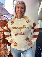 Pumpkin Spice Tinsel Letter Sweater
