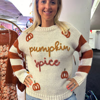Pumpkin Spice Tinsel Letter Sweater