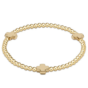 enewton Signature Cross Gold Pattern 3mm Bead Bracelet