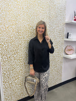 Drawstring Animal Print Wide Leg Pants
