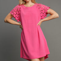 Laced Sleeved Linen Dress