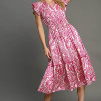 Paisley Print Midi Dress