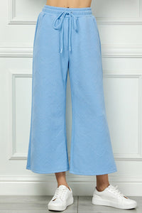 Textured Cropped Wide Pants