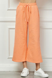 Textured Cropped Wide Pants