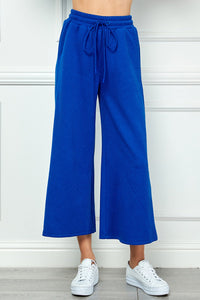 Textured Cropped Wide Pants