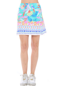Tessa Side-Zip Tropical Florals Skort