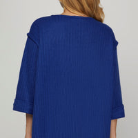 3/4 Folded Sleeve Knit Top