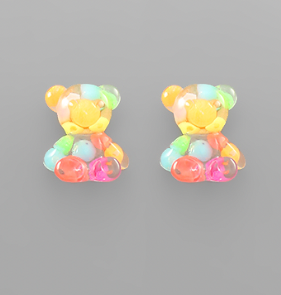 Bead Filled Teddy Bear Earrings