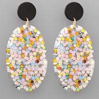 Glitter Acrylic Oval Earrings
