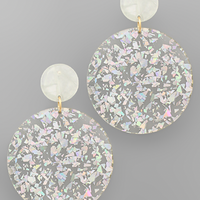 Glitter Acrylic Disk Earrings