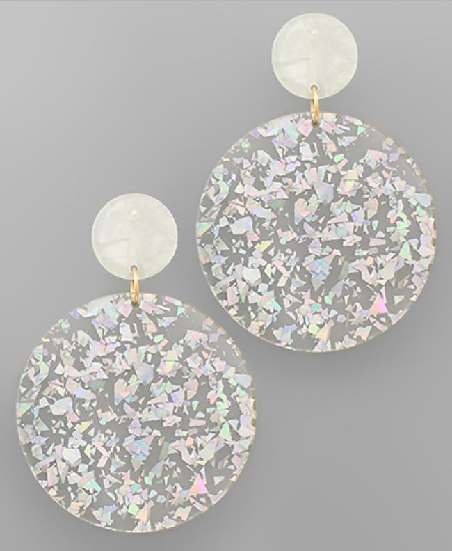 Glitter Acrylic Disk Earrings