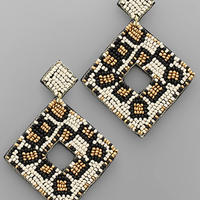 Beaded Diamond Leo Earrings ALL SALES FINAL