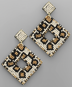 Beaded Diamond Leo Earrings ALL SALES FINAL
